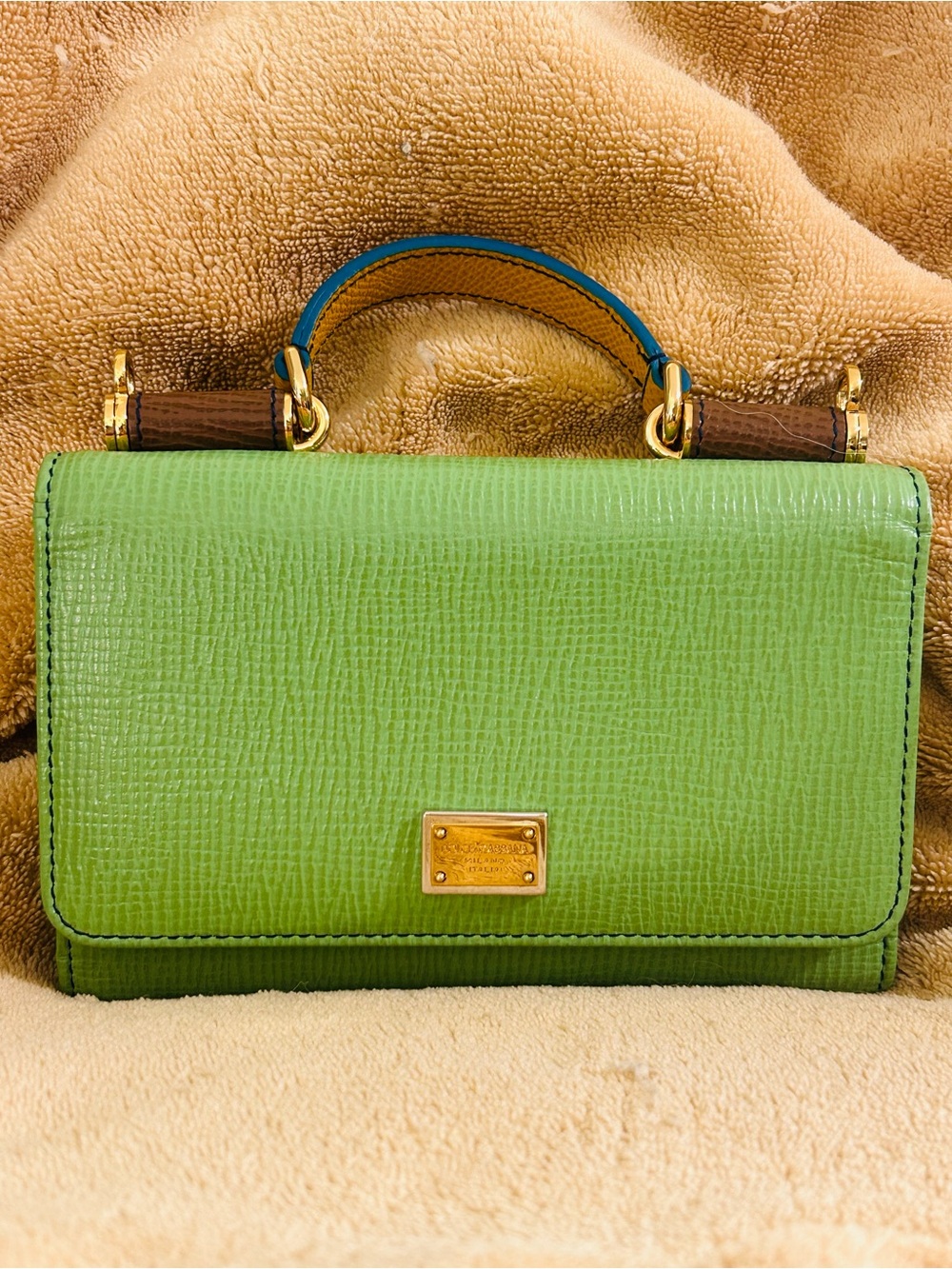 Dolce & Gabbana Miss Sicily Von Green Leather Wallet on Chain Bag